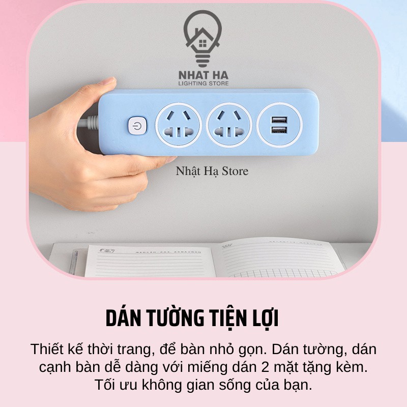 Ổ Cắm Điện USB Đa Năng Cute OD-432 Dễ Thương Gắn Tường Tiện Lợi Chịu Tải 2500W Dây dài 3M 3 màu Pastel