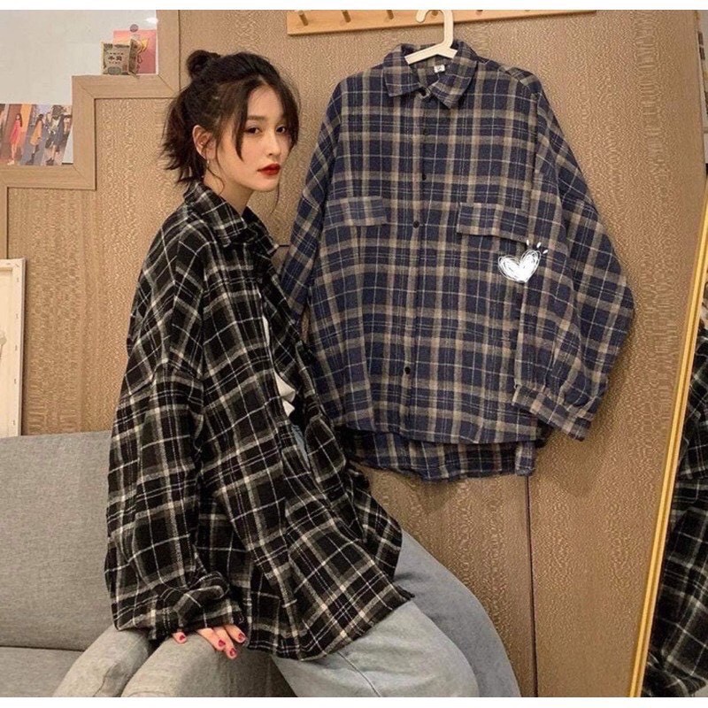 Áo Sơ Mi Kẻ Lồng Đèn Nam Nữ Unisex Dáng Rộng 🦋 Somi Nam Nữ Freesize 3 Màu So Hot