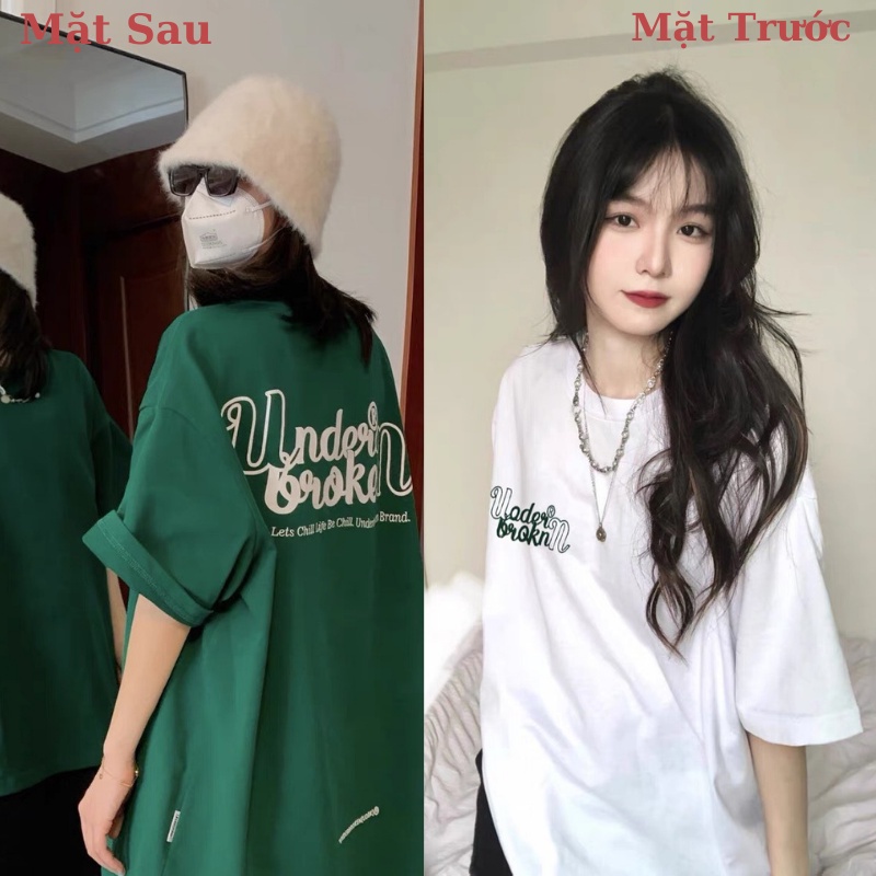 Áo Thun Tay Lỡ UNDERBROKEN Xanh Lá Chất Cotton HARIQUEEN - Áo phông nam nữ unisex unisform Rộng 65kg Mẫu Mới 2022