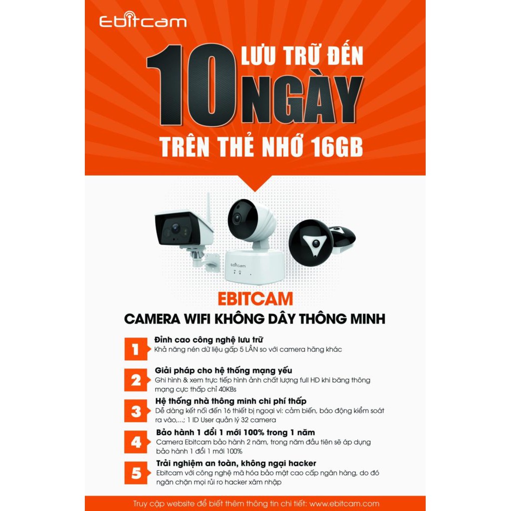 [Giá Hủy Diệt] Camera IP WIFI Ngoài trời Ebitcam EB03 2MP