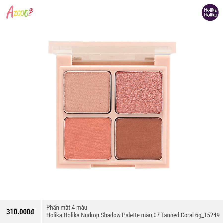 Phấn mắt 4 màu Holika Holika Nudrop Shadow Palette màu 07 Tanned Coral 6g