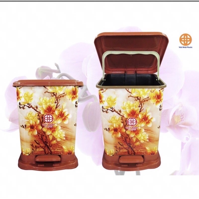 Thùng Rác Đạp Chân - Bật Rác Việt Nhật Hình Vuông-Hoa Văn Ngẫu Nhiên