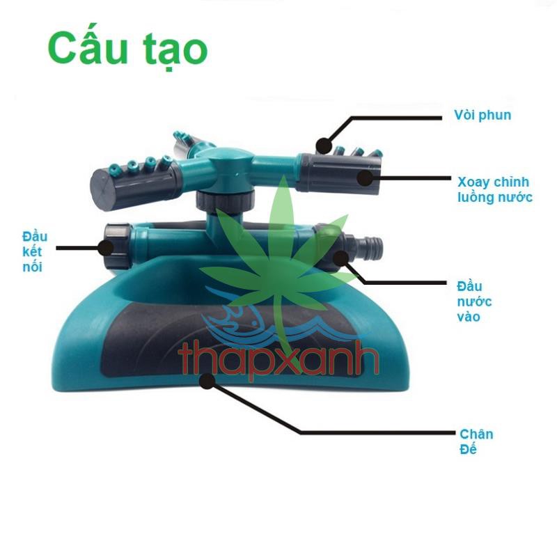 Vòi phun nước tưới cây tự động 3 trục xoay 360° Kèm chân đế hình cánh bướm