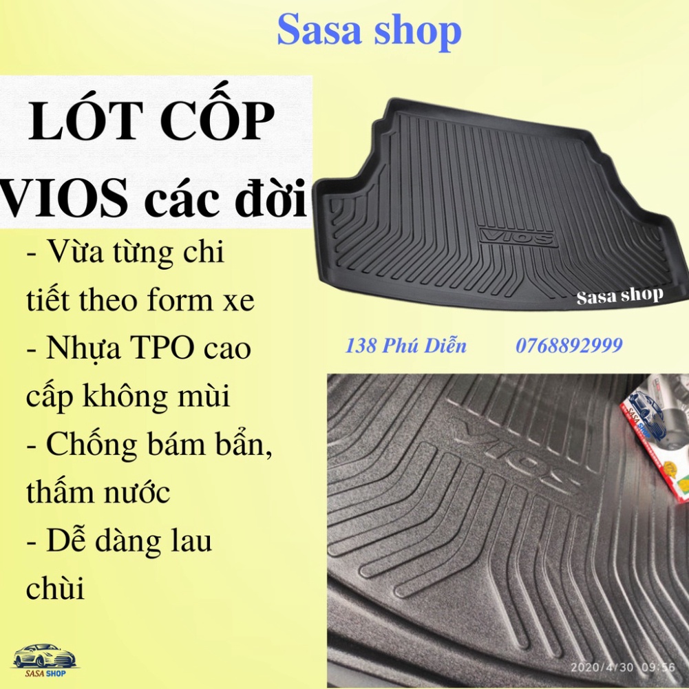 Lót cốp xe Vios 2014-2022 - nhựa TPO cao cấp, chính hãng