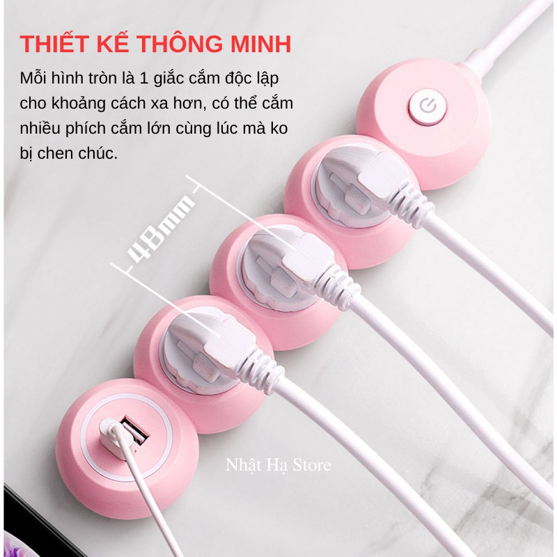 Ổ Cắm Điện -  Ổ Cắm Điện Tròn Thông Minh Có Đèn Chuyển Đổi Đa Chức Năng OD-3399 2m8 - Có Đầu Cắm USB