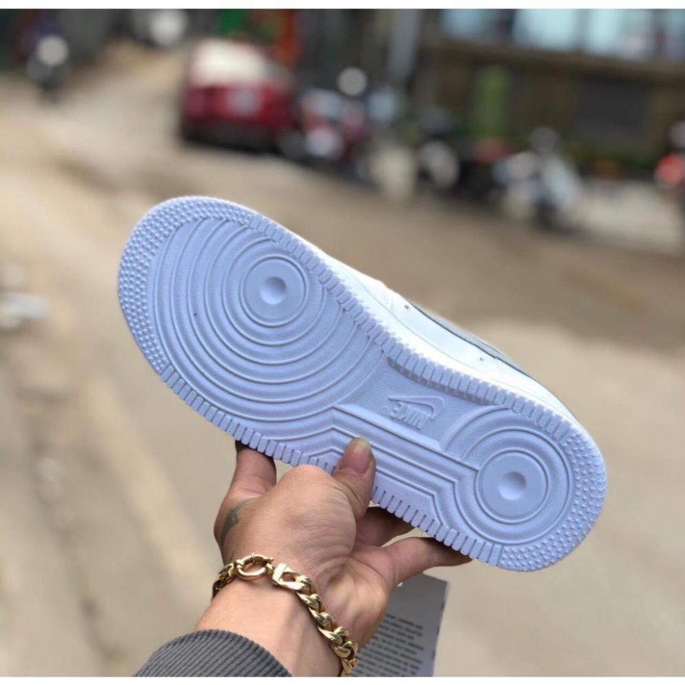 Giày thể thao air force 1 vệt xám logo vàng , Giày AF1 trắng vệt xám nam nữ bản đẹp 2022 full box bill