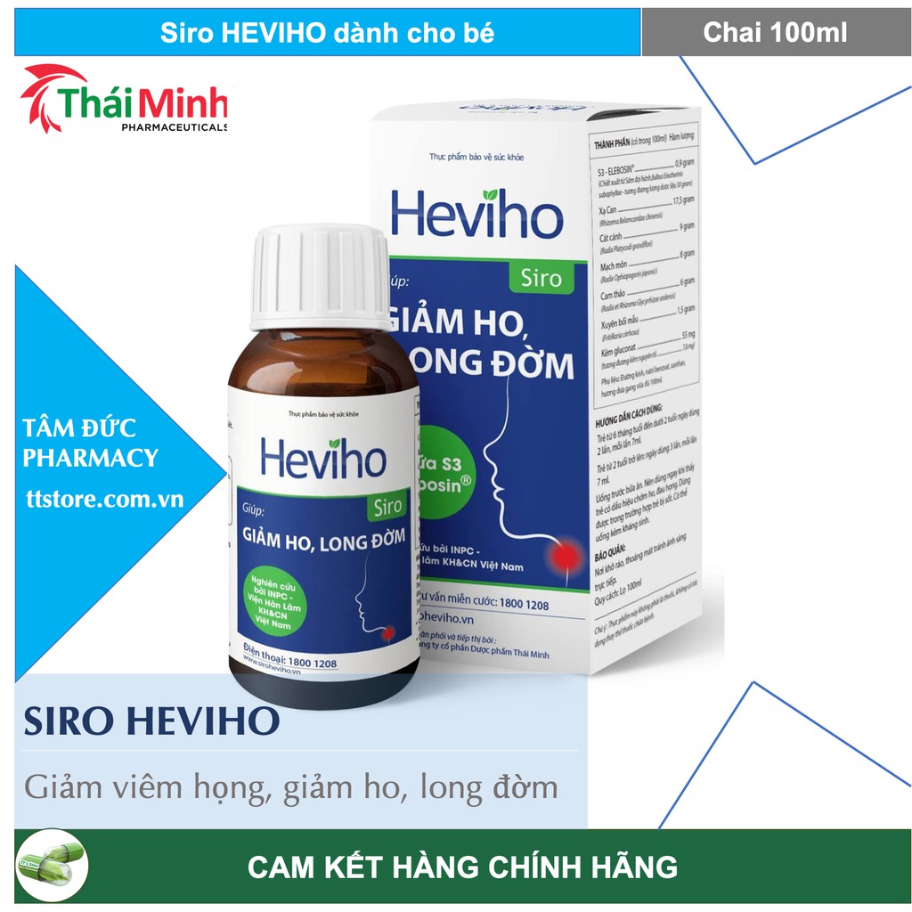 Siro HEVIHO [Chai 100ml] - Giúp giảm ho, long đờm cho bé