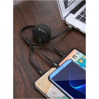 Cáp sạc nhanh đa năng cuộn rút CAFELE 3 in 1 (/Micro USB/Type C)