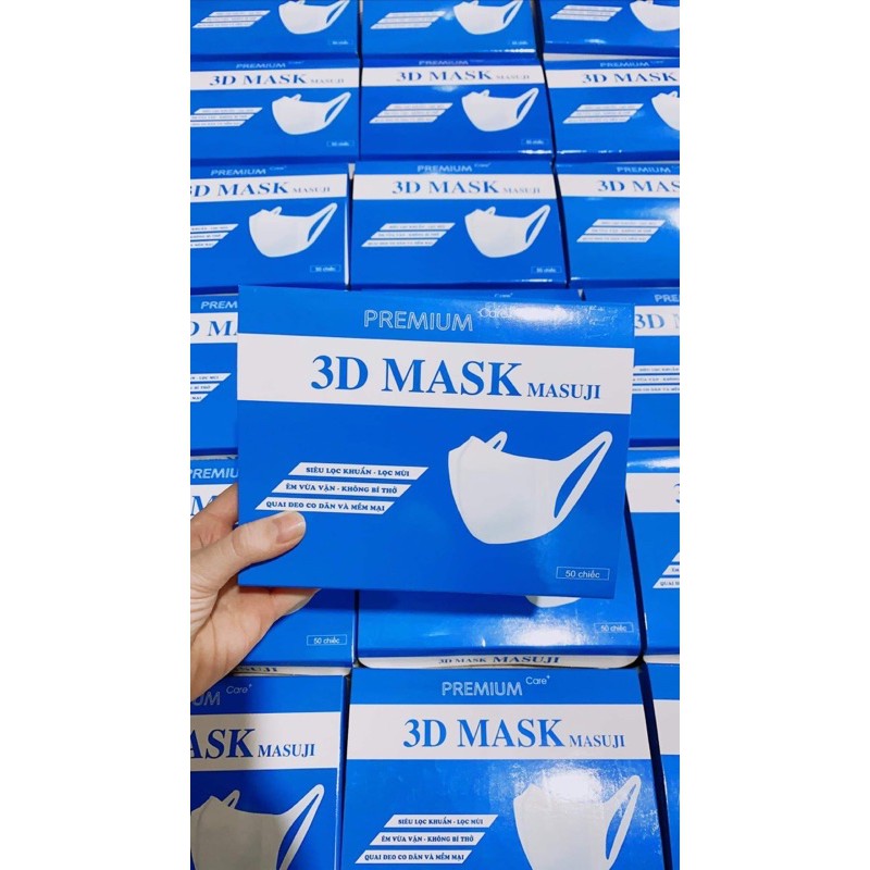 (Chính hãng) Hộp 50 chiếc khẩu trang 3D Mask Masuji kháng khuẩn Công Ty
