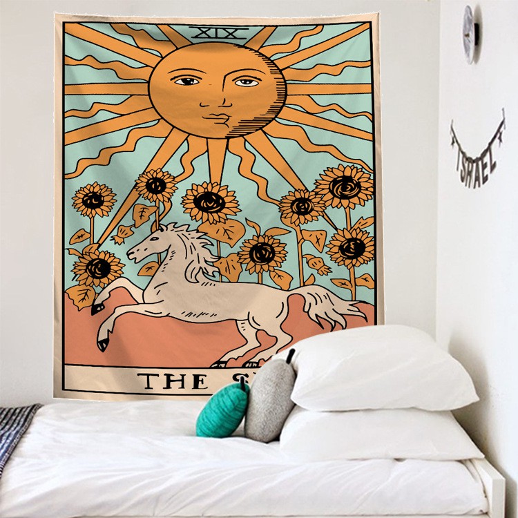 Thảm Tranh Vải treo tường bài tarot trang trí decor phòng-the sun B