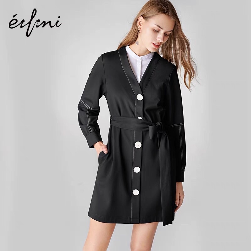 Đầm đen mix sơ mi Eifini