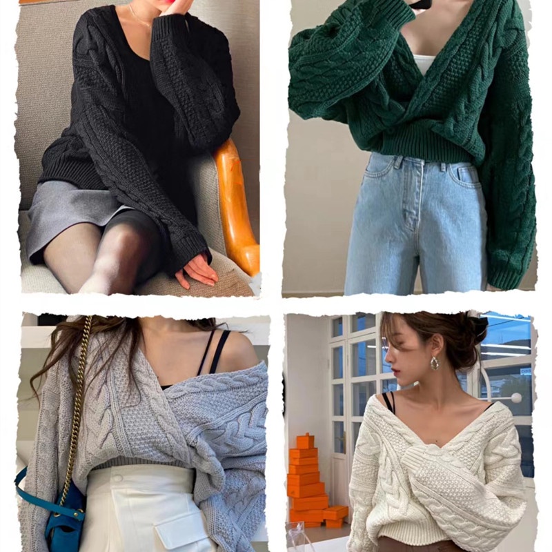 Áo khoác cardigan SUXI dệt kim tay dài cổ chữ V thời trang mùa thu cho nữ