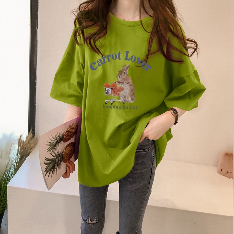 NRVP Áo Thun Tay Ngắn Cổ Tròn Dáng Rộng Thời Trang Hàn Quốc Cho Nữ