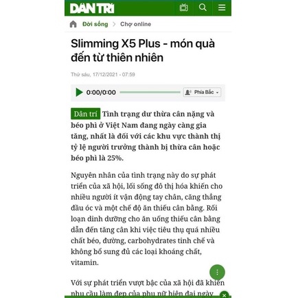 Giảm cân cấp tốc Slimming X5 Plus, an toàn, hiệu quả, không mệt mỏi