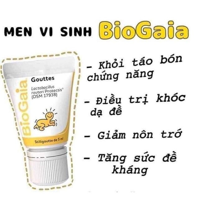 Men Vi Sinh G.a.i.a Cho Trẻ Sơ Sinh 5ml Dạng Tuýp ( Tặng 01 móc chịu lực 3D ngẫu nhiên )