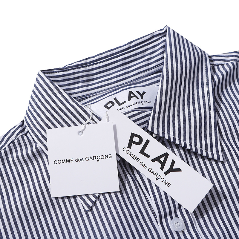 Áo sơ mi tay dài kẻ sọc thêu hình trái tim thời trang cho nam nữ