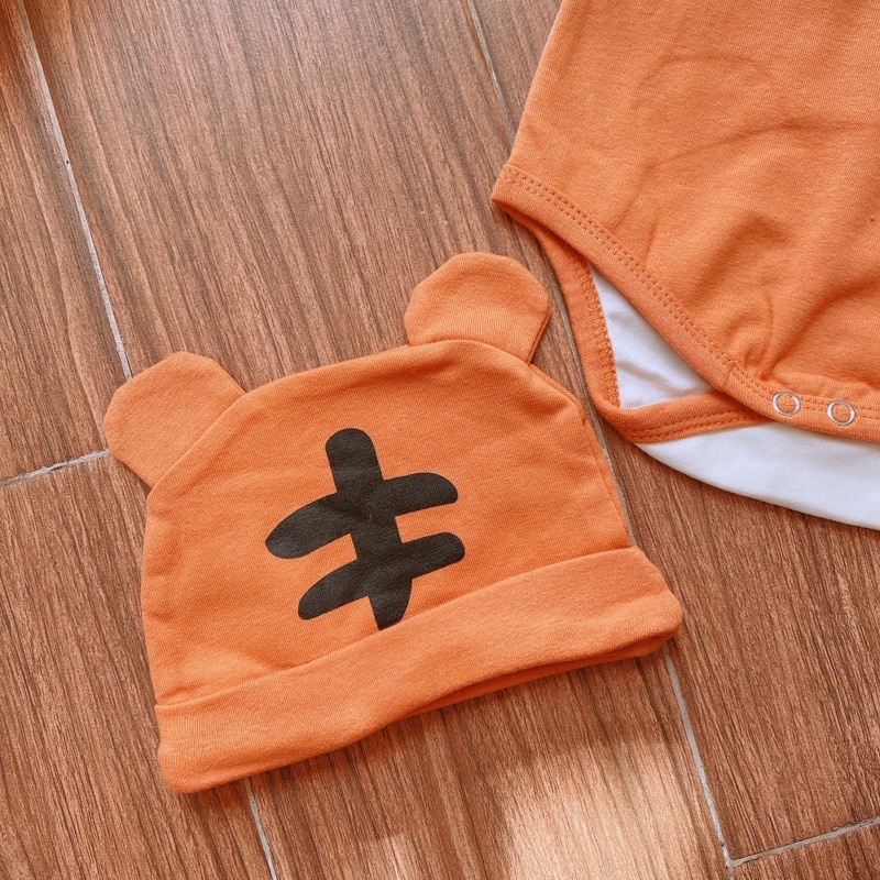 Bộ áo liền quần body Hổ Con Ngắn Tay Kèm Mũ Chụp Ảnh Đầy Tháng Thôi nôi Cho Bé Trai/Bé Gái 4-14kg Hàng Cao Cấp