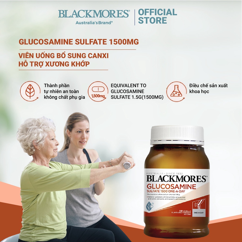 Bổ Xương Khớp Blackmores Glucosamine 1500mg 150 Viên Úc, Hỗ Trợ Các Vấn Đề Về Xương Khớp