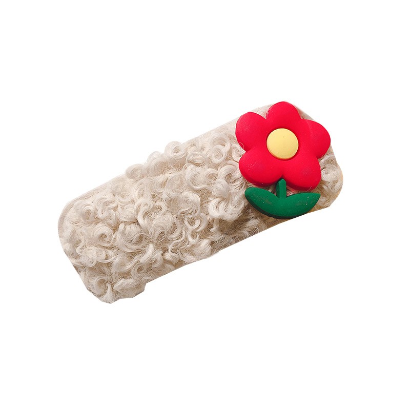 Kẹp tóc lông cừu màu sắc đơn giản phong cách Hàn Quốc cho nữ