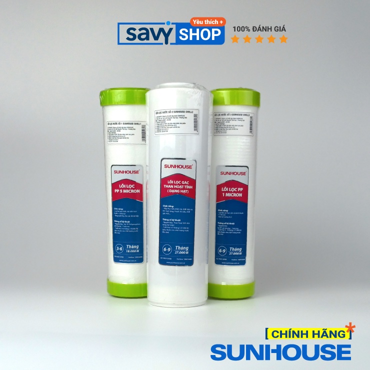 Bộ 3 lõi lọc nước số 1,2,3 Sunhouse SHRLL1;SHRLL2; SHRLL3 [ Chính hãng]