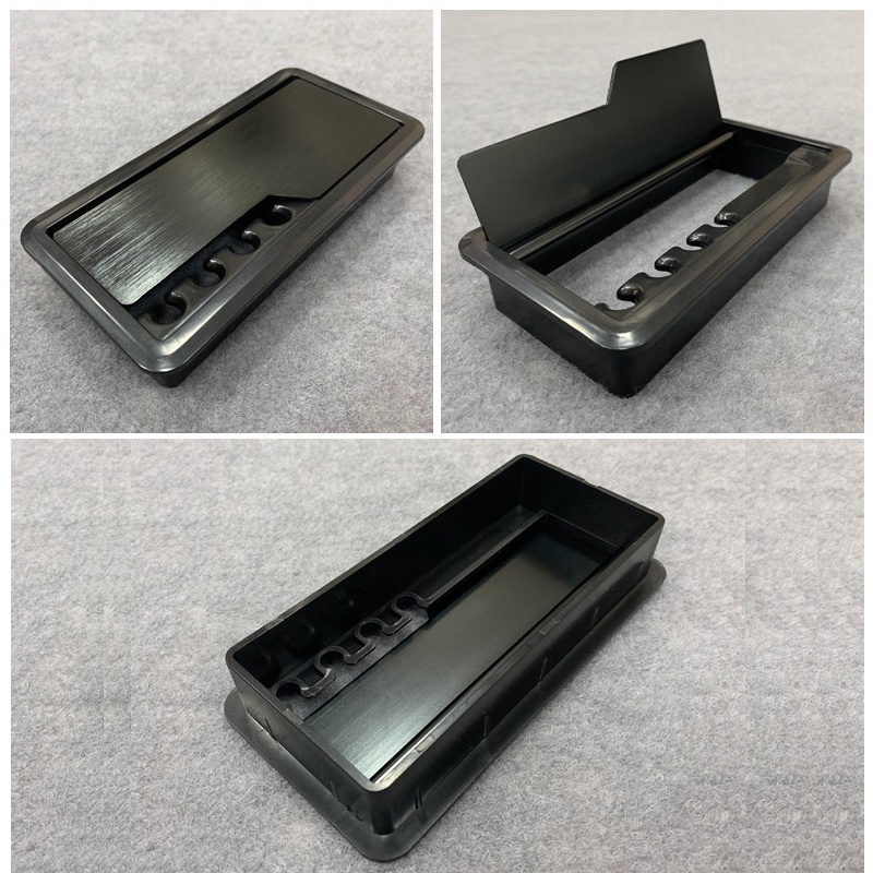 Nắp Luồn Dây Âm Bàn Nhôm Có Lỗ Giữ Dây  - Nắp Hộp Nhôm Âm Bàn Cao Cấp Màu ĐEN Size 160x80mm