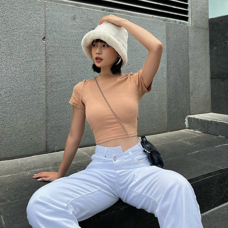 Áo croptop nữ body trơn ngắn tay TOPTIFY chất thun gân form basic AC04 | WebRaoVat - webraovat.net.vn