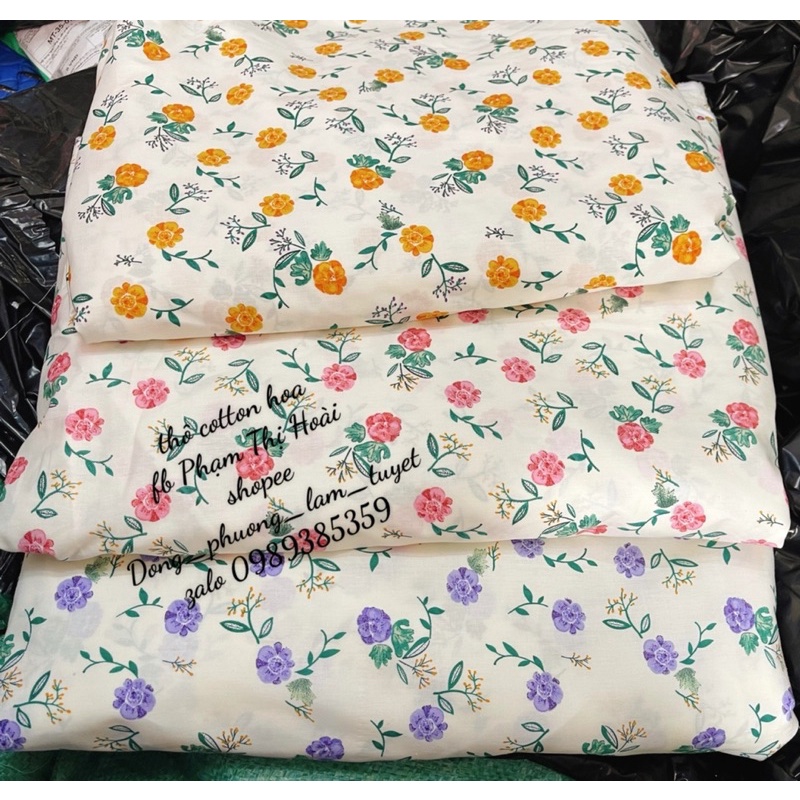 vải thô cotton hoa thạch thảo mềm mịn mát may váy đi chơi,bộ mặc nhà