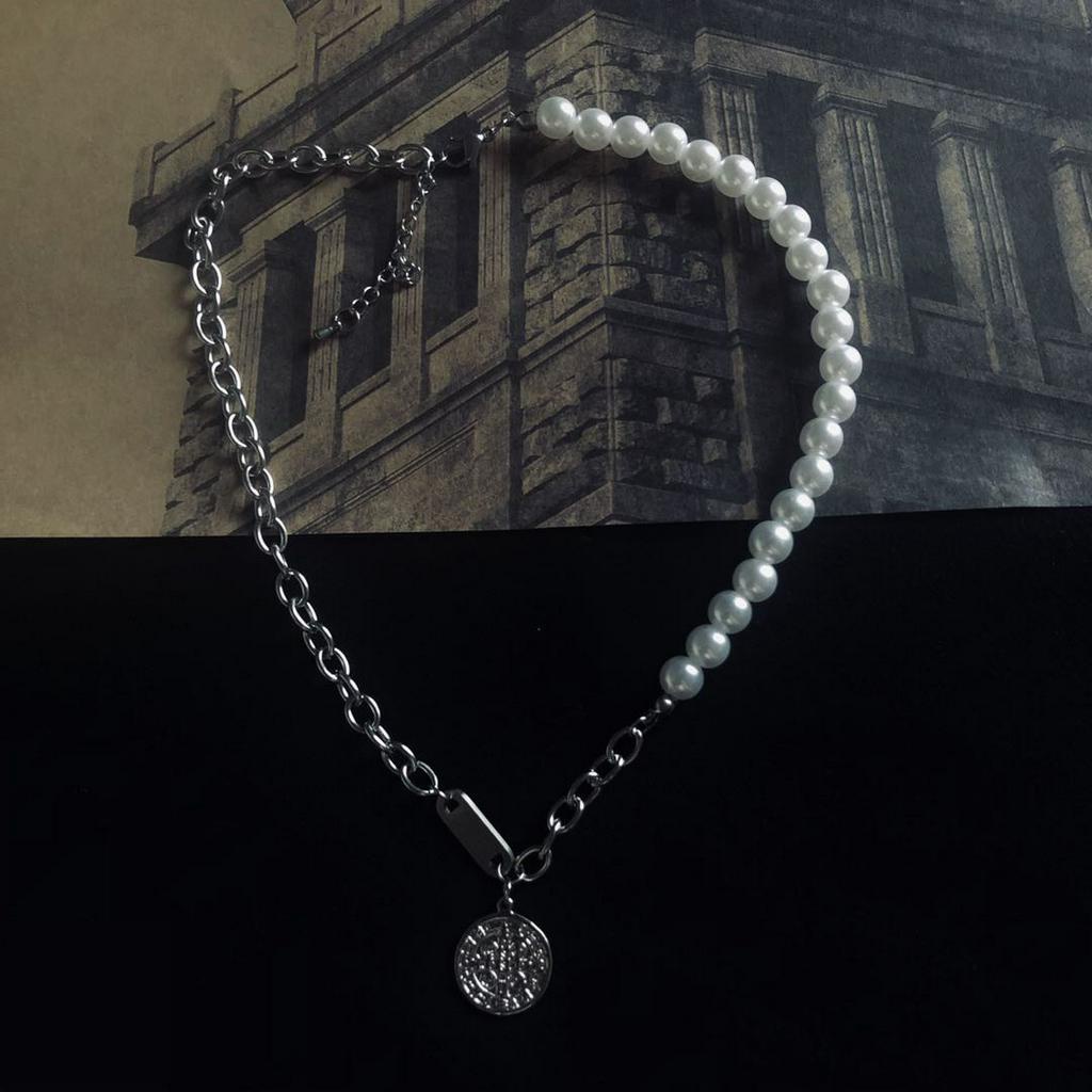 Dây Chuyền Mặt Hạt Ngọc Trai Hình Tròn 22462 INS Cho Nam Nữ