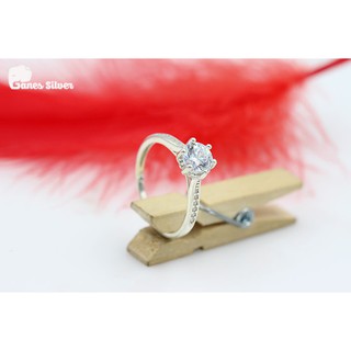 Nhẫn bạc nữ đính đẹp to chất liệu bạc ta cao cấp - thương hiệu ganes silver