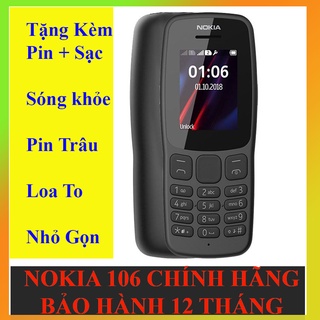 Điện thoại Nokia 106 (2018) Dual Sim -Bảo Hành 12 Tháng, Sóng Khỏe,Loa To,Bàn Phím Nổi Dễ Bấm