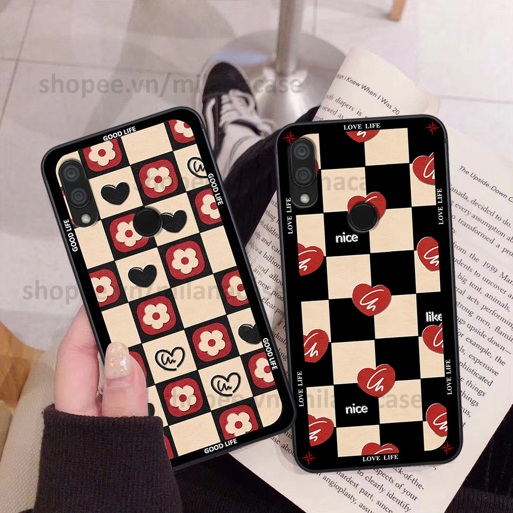 Ốp Xiaomi Redmi Note 7 in hình caro trái tim siêu đẹp, siêu nét đầy phong cách cá tính