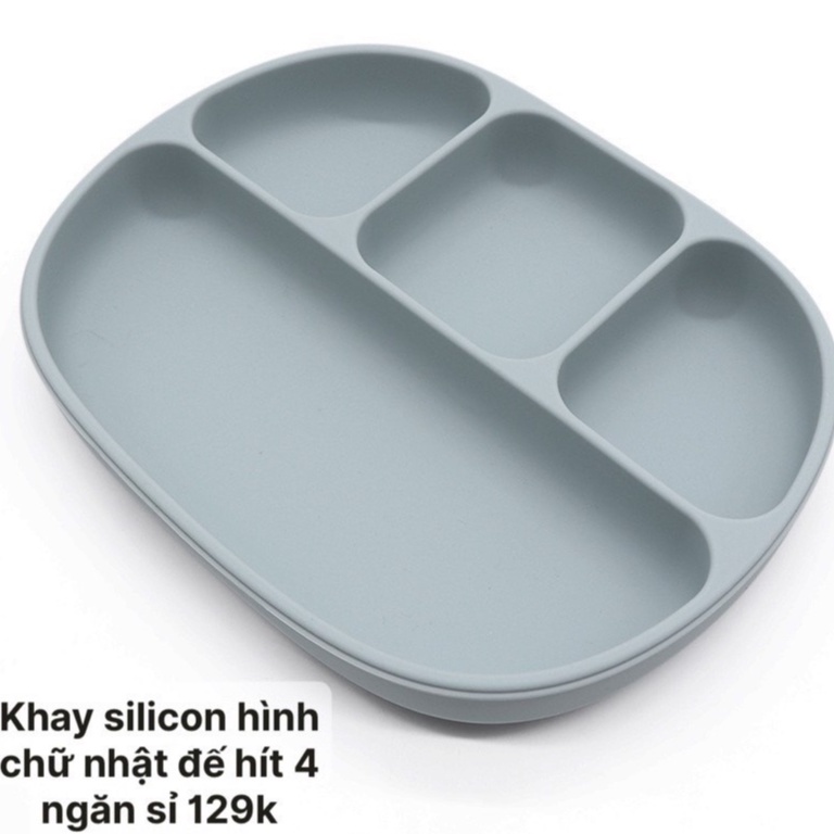 Khay ăn dặm silicon có đế hít  - BoBa store