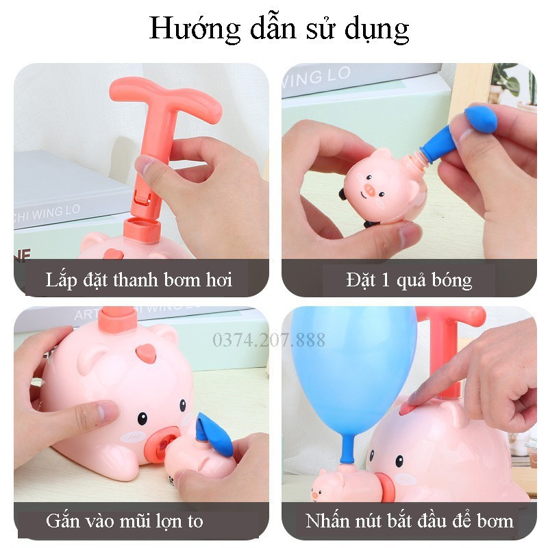 Đồ chơi vui nhộn xe bơm bóng bay hình heo và gấu cho bé, đồ chơi trẻ em Mumbaby 06