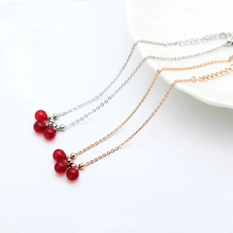 Lắc Chân Thép Titan Mạ Vàng Hồng 18k Đính Hạt Đơn Giản Phong Cách Hàn Quốc | BigBuy360 - bigbuy360.vn