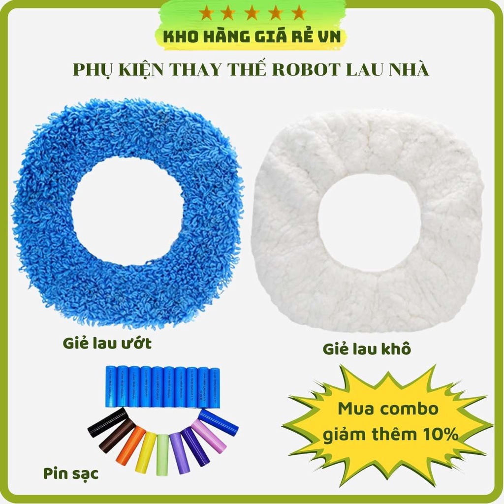 Phụ kiện robot lau nhà giẻ lau khô khăn lau ướt thay thế robot hút bụi lau nhà