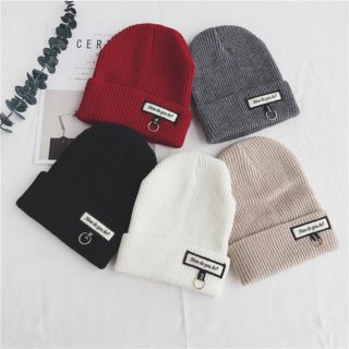 [TẶNG KHĂN BANDANA] Mũ Len Nam Trơn Có Chữ - 3 Màu
