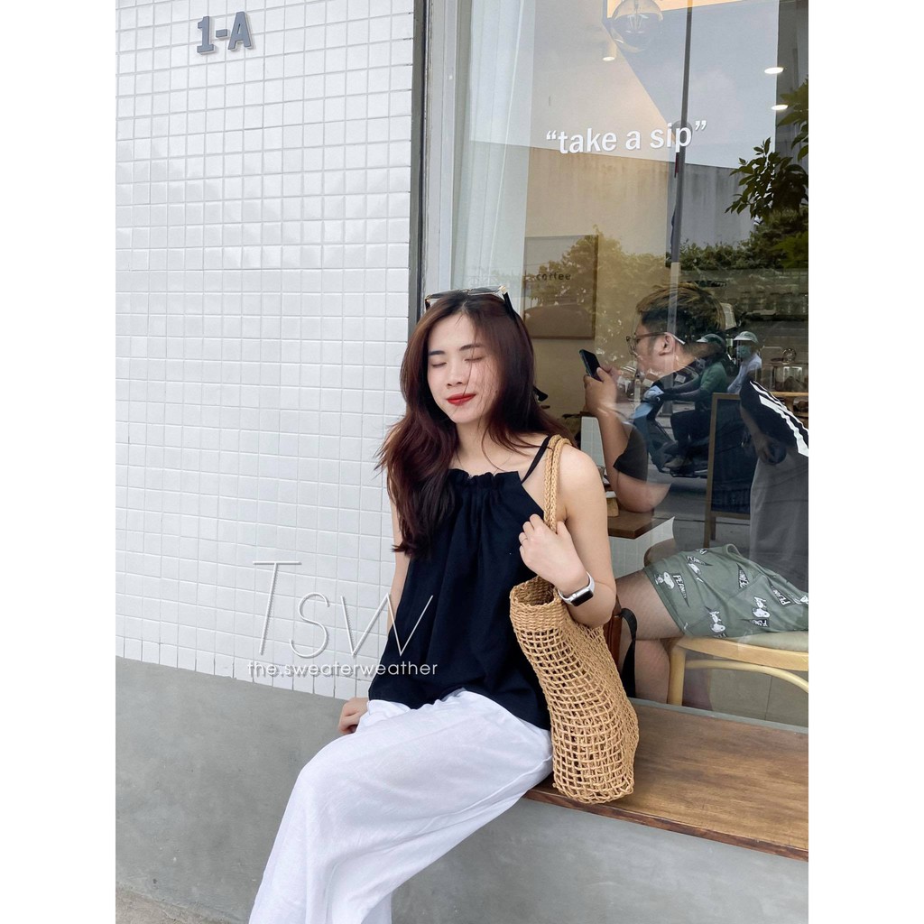 Áo đũi cổ yếm buộc dây | BigBuy360 - bigbuy360.vn