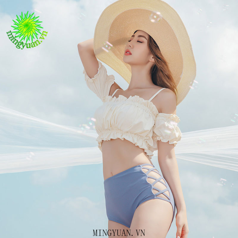 ( Mingyuan ) New split ladies one-shoulder slim sexy backless short-sleeved triangle bikini | BigBuy360 - bigbuy360.vn