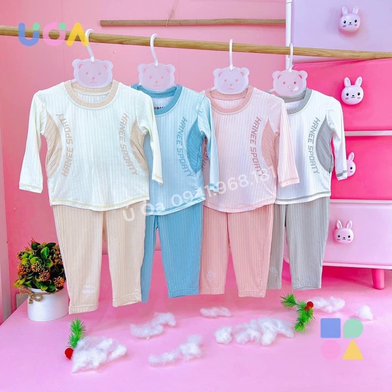 HRNEE Bộ quần áo dài tay chất Modal/sợi tre cho bé trai bé gái