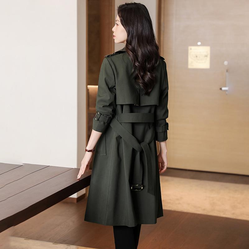 Áo khoác trench coat chất lượng cao Phong cách Anh Áo khoác dạ màu xanh đậm