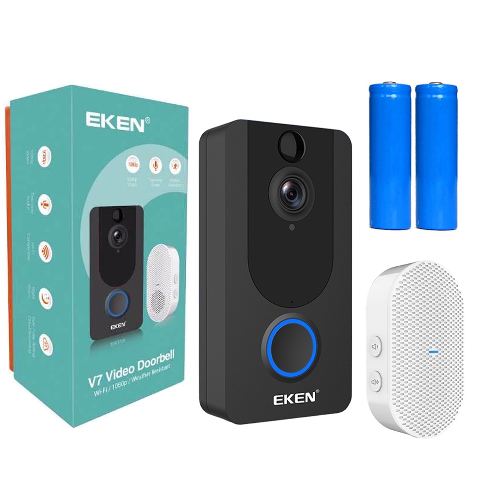 Chuông cửa không dây, Đàm thoại 2 chiều,Chuông cửa Camera EKEN không dây wifi V7