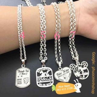 Dây chuyền kèm mặt bạc ghi tên bé