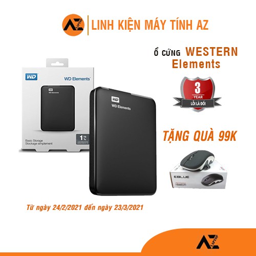 Ổ CỨNG DI ĐỘNG ELEMENTS DUNG LƯỢNG 250GB / 320GB / 500GB / 750GB / 1T (Bảo hành 36 tháng)