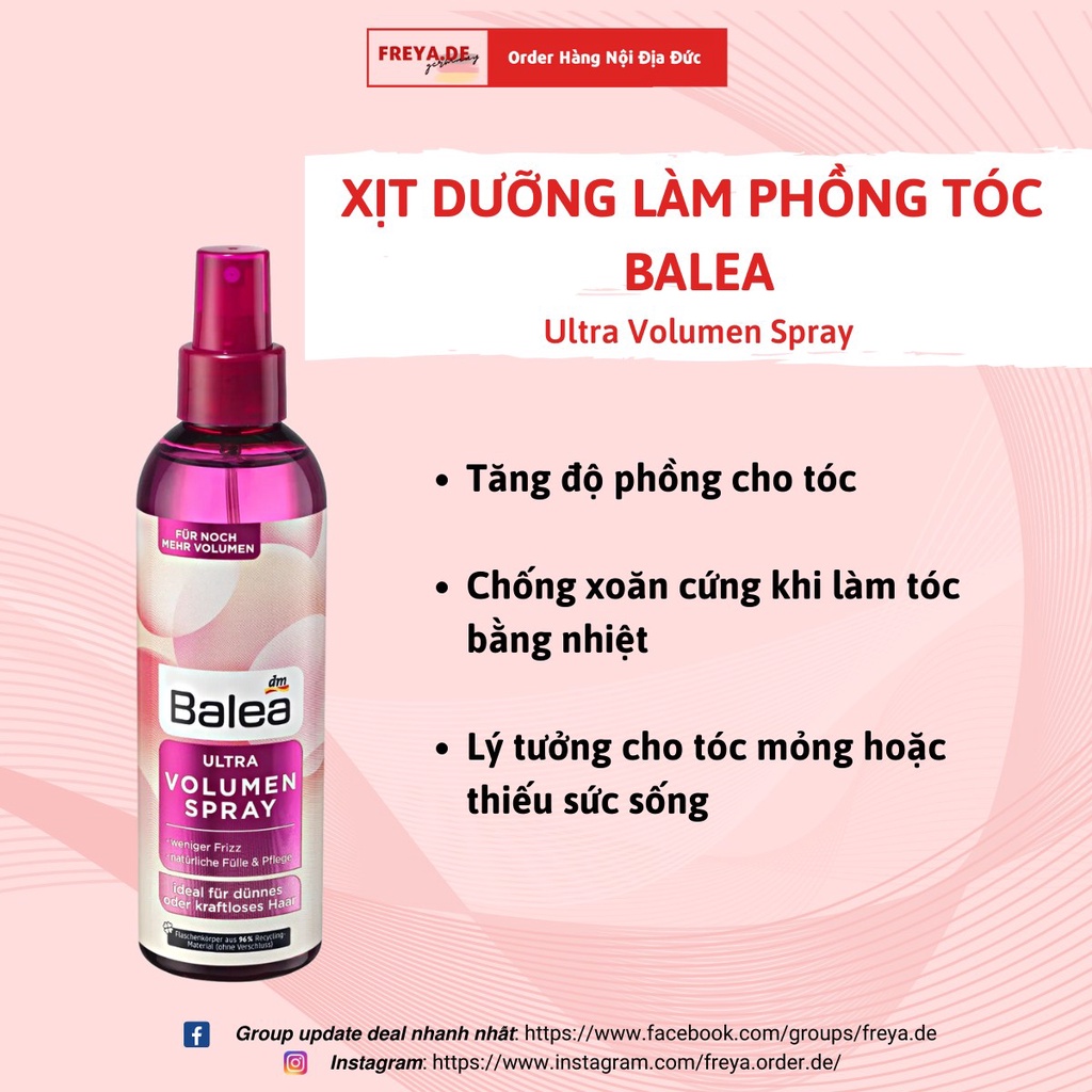 Xịt phồng tóc - Bột phồng chân tóc Balea - làm phồng chân tóc,giữ nếp tóc, không gây xơ cứng.