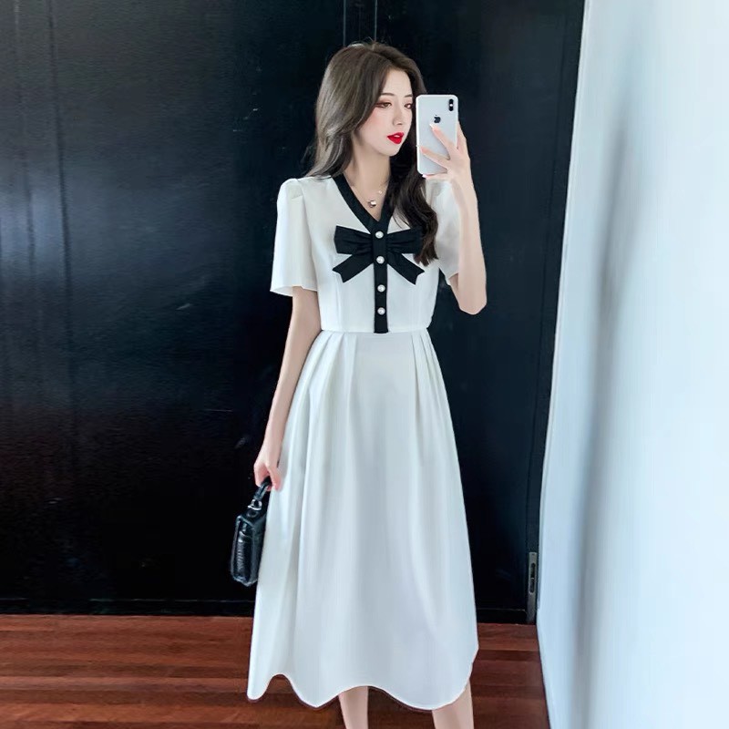 [HÀNG QCCC] - SET váy ulzzang tiểu thư cổ nơ cúc ngọc - B50 - jannahouse