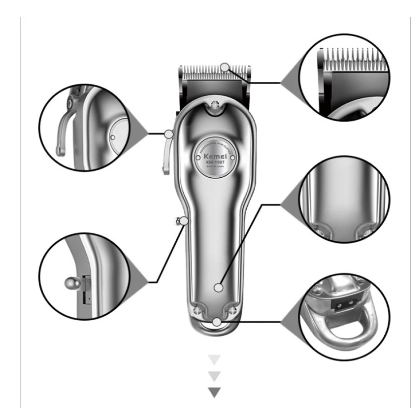 Tông Đơ Cắt Tóc Kemei KM 1987 - Cao Cấp - Chính Hãng - Chuyên Nghiệp - Babe Shop - Salon Tóc - Bảo Hành 12 Tháng