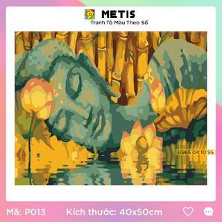 Tranh Tô Màu Theo Số Hình vẽ hoa Sen Phật Giáo Tranh Canvas METIS P013
