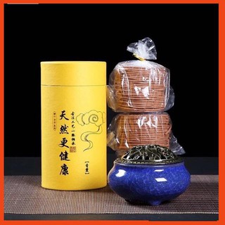 [Hàng loại 1] Combo Lư Hương đốt nhang trầm + 1 hộp nhang trầm 3 gói dạng vòng cháy 4h