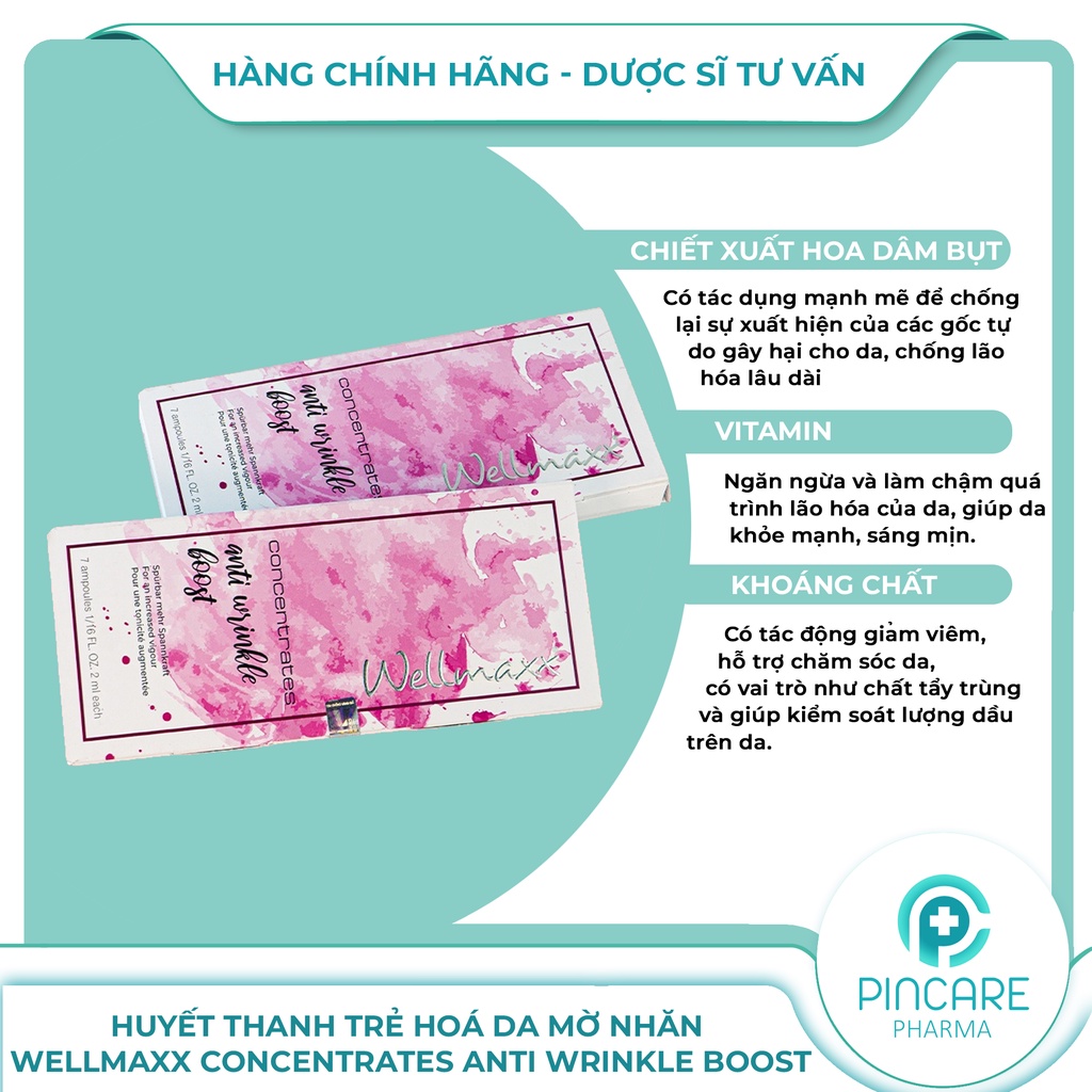 Huyết thanh xóa nhăn trẻ hóa da Wellmaxx Concentrates Anti Wrinkle Boost (7 ống) - Hàng chính hãng - Nhà thuốc PinCare