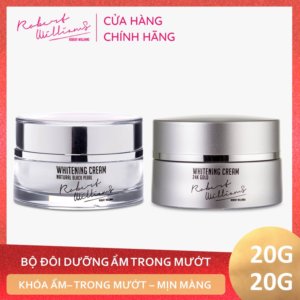 Combo dưỡng da căng mướt ngăn lão hóa trắng sáng ROBERT WILLIAMS Kem Ngọc trai đen 20g và Kem Vàng 24K 20g | BigBuy360 - bigbuy360.vn